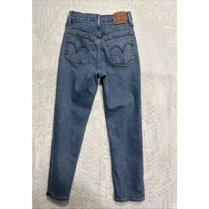 Levi's Wedgie Straight Jeans Button Fly High Rise Blue Denim Womens 27 Casual thumbnail 2