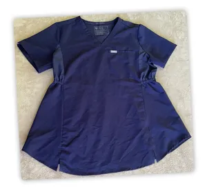 FIGS Technical Collection Navy Blue Scrub Top Womens Medium Stretch V Neck thumbnail 1