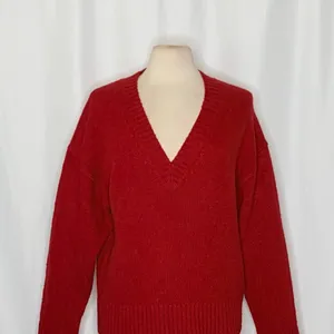 J. CREW Relaxed V Neck Pullover Sweater‎ Solid Red Merino Wool Alpaca Medium thumbnail 3