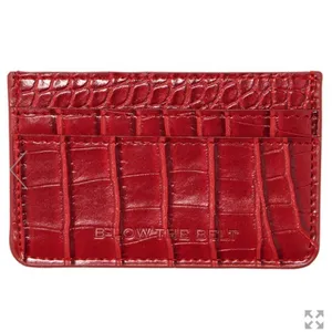 NEW B-Low The Belt Red Crocodile Embossed Vegan Leather Card Case Mini Wallet thumbnail 1