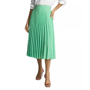 Reiss Izzie High Rise Pleated Midi Skirt in a vibrant bright green WOMENS US 4 thumbnail 7