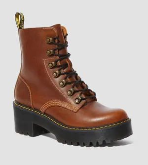 Dr. Martens Leona Butterscotch Brown Women’s New Orleans Leather Heeled Boots 8 thumbnail 1