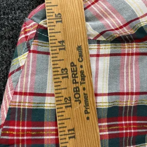 Tommy Hilfiger Women's Red Green Plaid Metallic Thread Roll-Tab Shirt Size M thumbnail 5