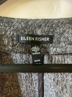 Eileen Fisher Black and White Tweed Blazer, Size M thumbnail 2