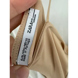 Zara Camisole Women L Tan Cream Layered Spaghetti Strap T-Back High Low Top thumbnail 4