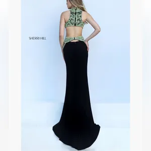 Sherri Hill 50153 Black/Green Beaded Prom Dress thumbnail 3