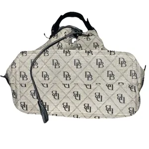 Dooney & Bourke Signature DB Monogram Drawstring‎ Bucket Shoulder Bag Black Gray thumbnail 5