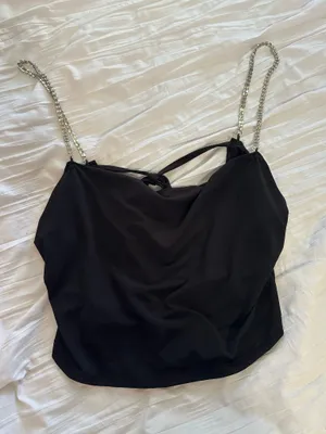 Rhinestone Open Back Tank Black thumbnail 2