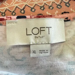 LOFT Outlet Pink Floral Medallion Halter Swing Dress XL Ruffle Hem Keyhole Back thumbnail 6
