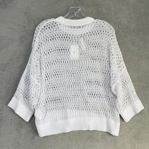 Madewell Sweater Womens XL‎ White Relaxed Open Stitch Sweater Tee Cropped NV254 thumbnail 9