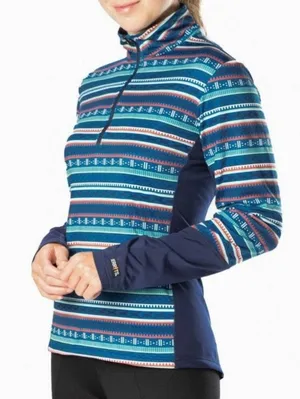 Kerrits Blue Fair Isle Rail Side Quarter-Zip Fleece Tech Top - Size - Small thumbnail 1