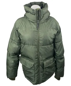 All in Motion Women's Olive Green Full Zip Hoodie Hooded Puffer Coat Jacket Sz M thumbnail 1