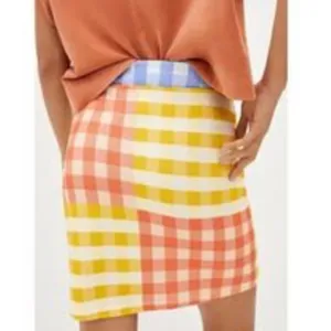 Anthropologie FARM RIO Linen Cheesecloth Plaid Gingham Checker Hi Waist Skirt thumbnail 3