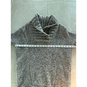 Theory Wool Sweater Womens Petite Gray Short Sleeve Chunky Cashmere Y2K Preppy‎ thumbnail 5