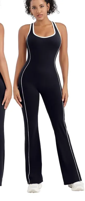 TDIFFUN Women Flare Jumpsuits Backless Workout- Black. Size M thumbnail 1