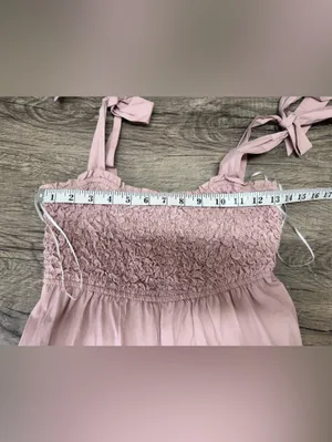En Saison Matisse Smocked Cotton Midi Dress‎ Pink size small thumbnail 5