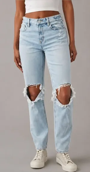 American Eagle High-Rise Distressed Light Wash Relaxed Mom Jeans Y2K Grunge thumbnail 1