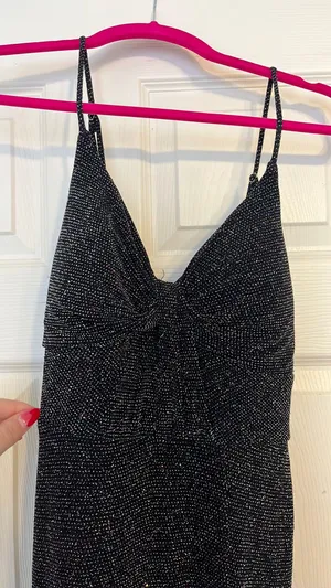 David's Bridal black sparkly prom dress thumbnail 1