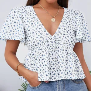 SheIn Ditsy Floral Peplum Top thumbnail 1