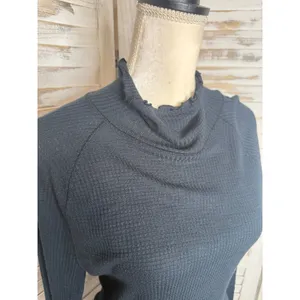 INTIMETELY FREE PEOPLE Womens XL Make It Easy Thermal Top Lettuce Trim Navy Blue thumbnail 10