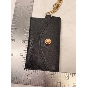 Aldo Black Pebbled Faux Leather Envelope Card Holder Wallet with Gold Chain Clip thumbnail 6