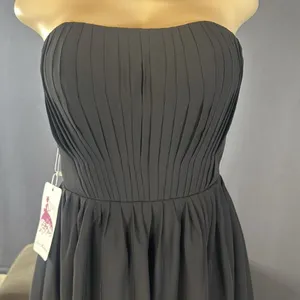 Women’s Black Strapless Short Chiffon Homecoming Party Dress Size L (12) NEW thumbnail 2