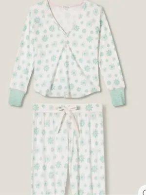 PJ SALVAGE SNOWFLAKE WISHES POINTELLE PANTS SET, size Small, NEW with tags thumbnail 6