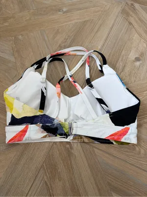 CALIA Strappy Back Ruched Bikini Top Collage Pure White Size Small Beach Coastal thumbnail 2