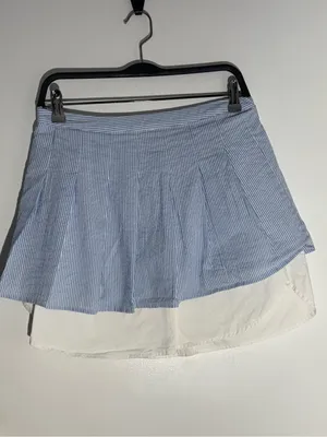 Sunday in Brooklyn Blue &White Striped Skater Skirt with White Underlayer Cotton thumbnail 6