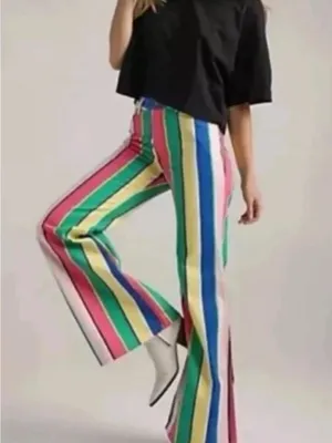 Wrangler Wanderer 622 High Rise Flare Jeans Womens Size 30x34 Multicolor Striped thumbnail 2
