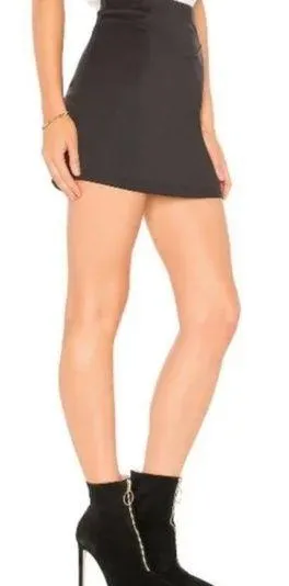 Free People Black Ponte Knit Classic Mini Skirt W-405 Sz S thumbnail 2
