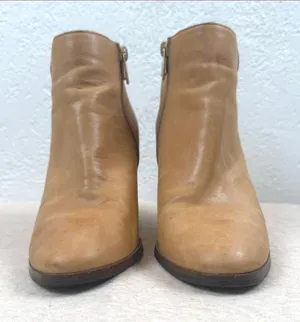 Coach Tan Leather Side Zip Block Heel Ankle‎ Booties Women's Size 7.5 thumbnail 1
