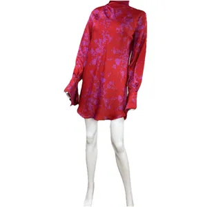Free‎ People Aries Open Back Floral Long Sleeve Mini Dress Red XS thumbnail 4