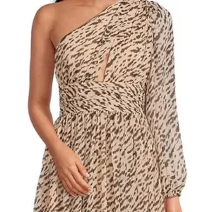 GIANNI BINI Leopard Print Maxi Dress One‎ Shoulder Long Sleeve Party Size 6 New thumbnail 4