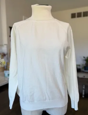Women's NEW Cream Off White Soft Long Sleeve Turtleneck Sweater Size L #260774 thumbnail 1