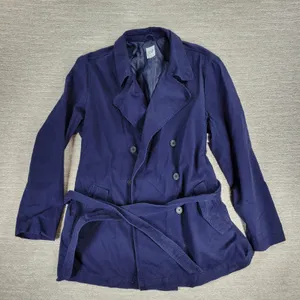 Gap Belted Trench Jacket Womens XXL Navy Blue Cotton Lined Double Breasted thumbnail 4