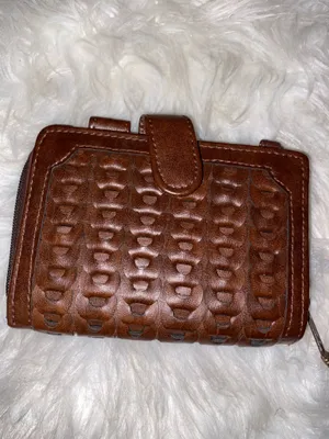 Brown Woven Leather Wallet with Tassel Accent thumbnail 2