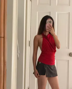 Garage Red Halter Backless Tie Top thumbnail 4