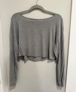 Grey Off the shoulder Shein Long sleeve crop top thumbnail 1