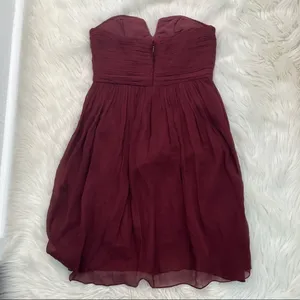 J. Crew Womens Size 6 Nadia Strapless Bridesmaid Dress Burgundy Red Silk Chiffon thumbnail 7