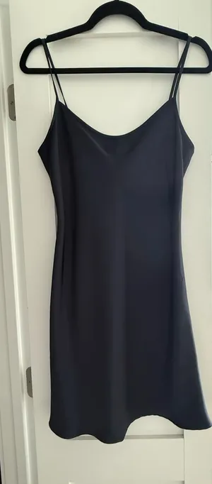 Brandy Melville Navy Satin Slip Mini Dress thumbnail 1