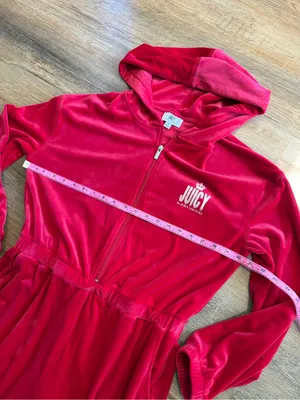 Juicy Couture Red Velour Zip Tracksuit Size Medium thumbnail 6