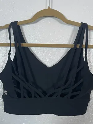 BuffBunny Collection Women M Black Strappy Sports Bra No Pads Athleisure Workout thumbnail 4