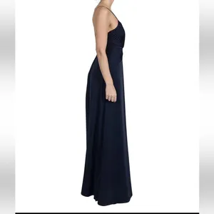 Julia Jordan Navy Blue Sleeveless Front Twist Drape A-Line Maxi Evening Gown thumbnail 3
