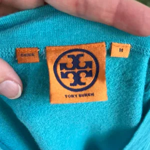 Tory Burch Women's Simone Cardigan Turquoise Logo Button Size M thumbnail 5