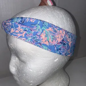 Lilly Pulitzer Twist Wrap Headband Chick Magnet Blue Floral Print Hair Accessory thumbnail 5