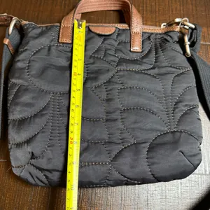Fossil Key Per Crossbody Bag Small Black Quilted Nylon Leather Trim Satchel VTG thumbnail 4