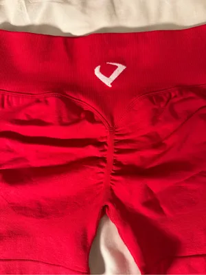 High-Waist Red Seamless Bike Shorts for Women thumbnail 5