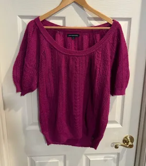 Express Magenta Short Sleeve Knit Mohair Wool Blend Scoop Neck Sweater thumbnail 1