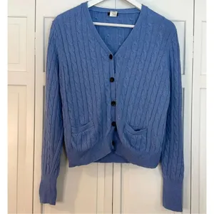 J.Crew Vintage wool angora blend cableknit cardigan sweater large thumbnail 3